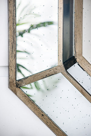 Oversized Octagon Mirror, Mid Century Modern Accent Mirror, For Living Room, Entryway, Bedroom, Hallway - Silver