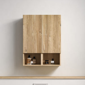 Abay Home Chic Striped Texture Bathroom Storage Cabinet