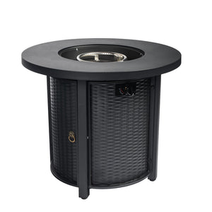 30" Propane Gas Fire Pit Table, 50000 BTU Round Steel Fire Pit