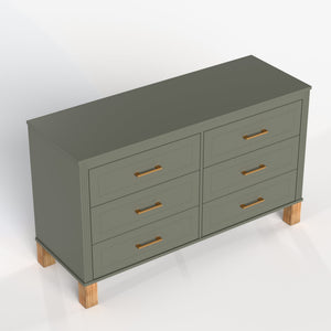 6-Drawer Double Dresser in Olive