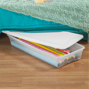 Sterilite 41 Quart Lightweight Under Bed Storage Box Container with Lid, 24 Pack