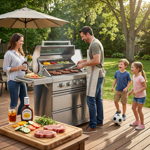 75300 BTU 6 Burners Deluxe Stainless Steel Gas Outdoor Kitchen Barbecue Island Grill