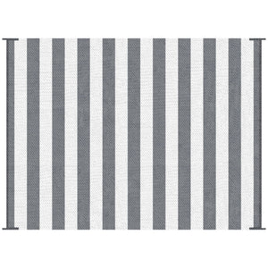 Outsunny - Reversible Outdoor Rug, 9' x 12' Waterproof Plastic Straw Floor Mat, Portable Rv Camping Carpet With Carry Bag, Large Floor Mat For Backyard, Deck, Picnic, Beach - Gray & White Striped
