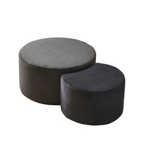Modern Upholstered Round Coffee Table For Living Room (Set of 2)