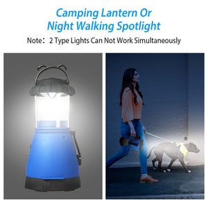 Camping Light Hand Crank Hiking Emergency Spotlight Lantern Lamps w/ Car Charger