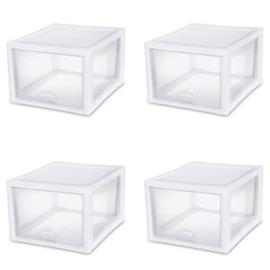 Sterilite 27 Quart Stacking Storage Drawer, Stackable Plastic Bin Drawer, 4 Pack