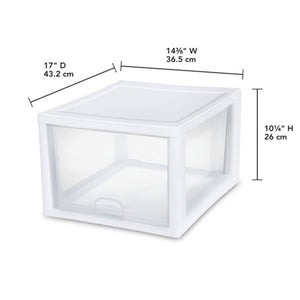 Sterilite 27 Quart Stacking Storage Drawer, Stackable Plastic Bin Drawer, 4 Pack