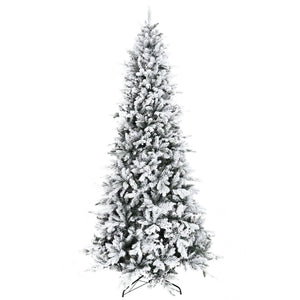 9 Foot Pine Snow Flocked Artificial Christmas Tree with Realistic Branches - White
