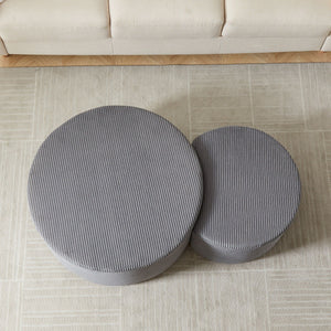 Modern Upholstered Round Coffee Table For Living Room (Set of 2)