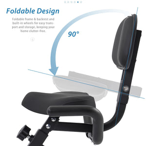Exercise Bike Folding Stationary Bikes For Home With 16 Level Magnetic Resistance