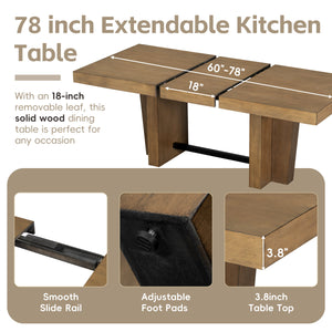 TOPMAX Farmhouse Extendable Wood Dining Table Set for 6