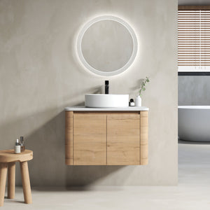 30" Wall-Mounted Bathroom Vanity With Ceramic Art Sink & 2 Soft-Close Doors