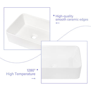 Modern European Design Ceramic Rectangular Vessel Bathroom Sink