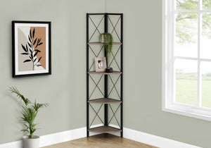 4-Tier Corner Bookshelf with Marble Look and Metal Frame