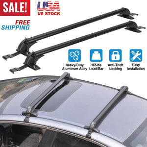2PCS Universal 110cm/43-inch Car Roof Rack Cross Bar w/ Anti-Theft Lock Adjustable Window Frame for bike kayak cargo luggage