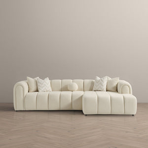Beatrice - Modern Tufted Right Sectional Sofa - Ivory