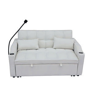 Modern Loveseat Futon Sofa With Pullout Bed, Adjustable Reclining Backrest, Toss Pillows