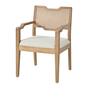 Farmhouse Dining Chairs Set of 2 with Upholstered Seats and Rattan Backrest