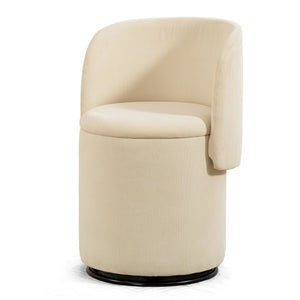 Barrel Chair, Built In Storage, 360° Swivel - Beige