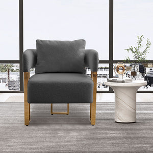 Modern Decorative Chair Teddy Fleece Upholstered And Metal Foot