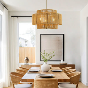 Boho Rattan 3-Light Chandelier