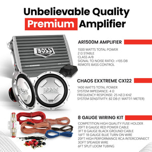 BOSS AUDIO CX122 12" 1400W Car Power Subwoofer Sub & Mono Amplifier & Amp Kit - TRAPSKI