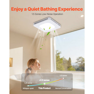 Bathroom Exhaust Fan with LED Light, 80 CFM