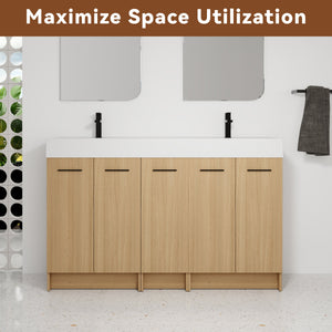 60" Double Sink Bathroom Vanity with Extra-Large Storage