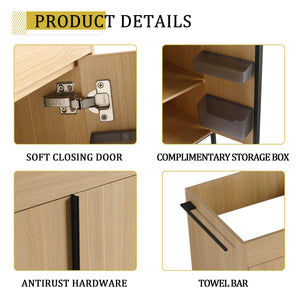 60-Inch Freestanding Bathroom Cabinet with Soft Close Doors & Open Storage