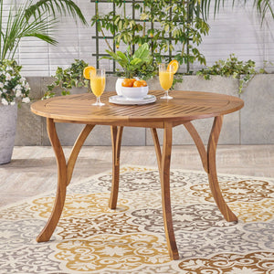 Hermosa Outdoor Acacia Wood Circular Dining Table