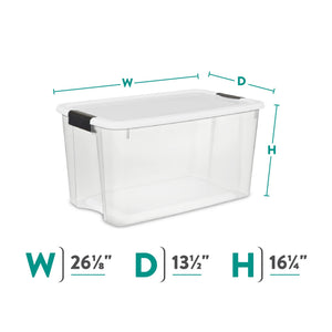 Sterilite 70 Qt Clear Plastic Stackable Storage Bin with Latching Lid, (4 Pack)