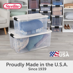 Sterilite 70 Qt Clear Plastic Stackable Storage Bin with Latching Lid, (4 Pack)