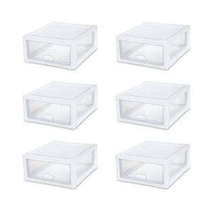 Sterilite 16 Quart Clear Plastic Stacking Storage Drawer Container Box, 6 Pack