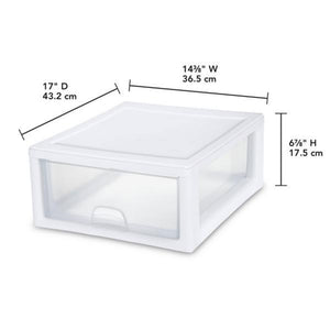 Sterilite 16 Quart Clear Plastic Stacking Storage Drawer Container Box, 6 Pack