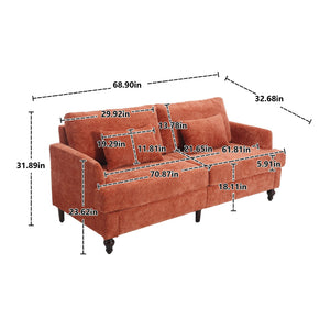 Mid Century Modern Fabric Loveseat Sofa, 2 Seat Upholstered Couch