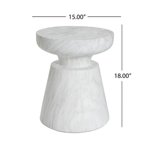 Outdoor Ponti Travertine Side Table, White