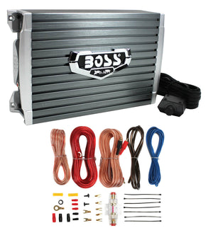 Boss AR1500M 1500 Watt MONO Compact Amplifier and Bass Knob and Amp Wiring Kit - TRAPSKI