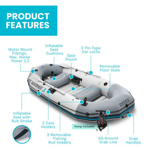 Intex 68373EP Mariner 3-Person Inflatable River/Lake Dinghy Boat and Oars Set
