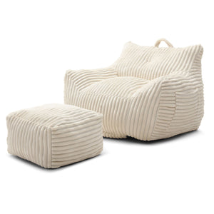 Giant Bean Bag Chair With Armrests And Footstool