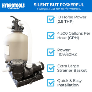 HYDROTOOLS by Swimline 19" Sand Filter Combo w/ Stand, 4500 GPH, 175lb Capacity