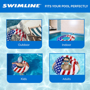 Swimline 36" Round Inflatable Patriotic American Flag Swimming Pool Tube Float