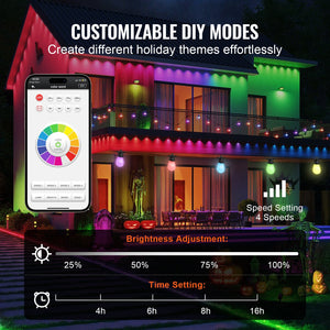 RGB Outdoor String Lights, 50FT with APP Control