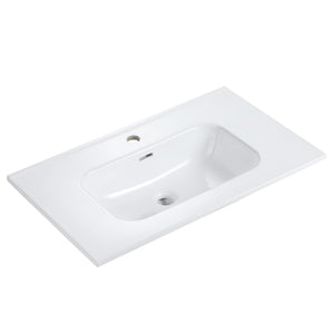 Glossy White Ceramic Integrated Basin