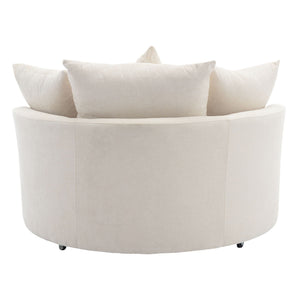 360° Swivel Accent Barrel Chair With Storage Ottoman & 4 Pillows, Modern Leisure Chair Round Accent For Living Room