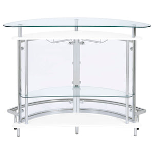 Strick - Freestanding Glass Top Home Bar Wine Cabinet - White