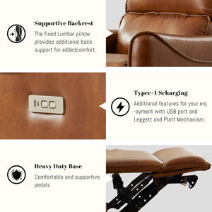 Electric Recliner Chair With Rocker And Swivel Function - Brown