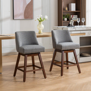 Counter Height Swivel Barstools, 26'' H Seat Height Upholstered Bar Stools (Set of 2), Fabric