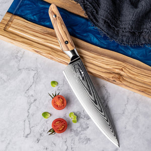 Stellar Japanese Chef's Knife with Olive Wood Handle
