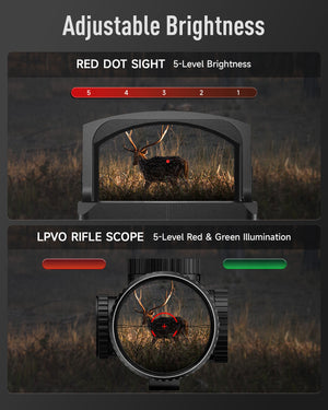 Rifle Scope Set 1-6x24 LPVO Riflescope with Red Dot Sight & Mount Tactical Optical Scope