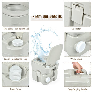 5.3 Gallon 20 L Portable Travel Toilet for Camping RV Indoor Outdoor